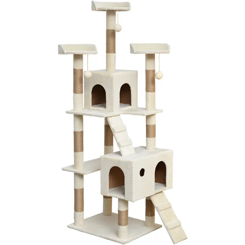 大きな木製スクラッチクライミングタワーファッションDIYデラックスキャットツリータワーコンドミニアムプレイペットスクラッチポスト子猫家具