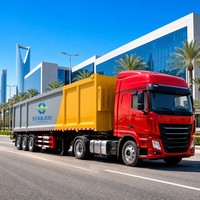 Semirremolque de transferencia de basura STARJOY de 47 cbm y 3 ejes |   Vehículo de Transporte de Residuos de 30 Toneladas para Estaciones de Residuos y Vertederos