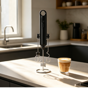 Espumador de Leche Automático de 6500 RPM, Batidor de Huevos de 3 Velocidades con Soporte de Almacenamiento y 2 Cabezales Mezcladores para Café, Leche, Uso Diario en el Hogar - Product Image 4