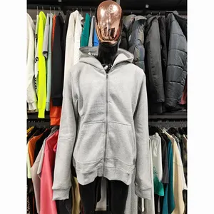 High quality plain 100% cotton full face zip hoodie blank unisex custom zip up hoodie