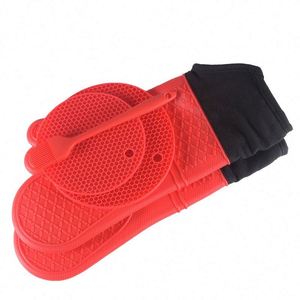 Oven <b>Gloves</b> Honeycomb Pad All-in-One Oil Sweep Set Cotton <b>Long</b> Oven Mitt Microwave <b>Gloves</b> Honeycomb Pad Oil Brush - Product Image 1