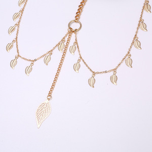 Chaîne de corps tendance pour femme, en alliage doré, chaîne de cuisse, bijou de fête, anneau de jambe élastique, décor à pampilles multicouches - Product Image 4