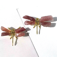 Prix usine naturel améthyste citrine quartz cristal pierre guérison sculpté à la main cristal artisanat folklorique libellule ornements