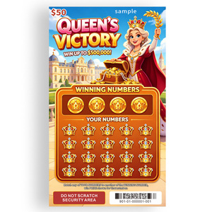 Billets de loterie à gratter Lucky Win, thèmes royaux, conception OEM ODM, sérigraphie personnalisée, carton, commande en gros, réduction sur les tickets de loterie - Product Image 5