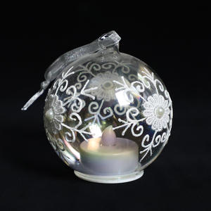 Custom clear 8cm 10cm vetro soffiato a mano personalizzato albero di natale appeso piatto mestiere palline di ornamenti - Product Image 5