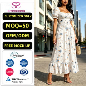 Abito Casual da Donna in Chiffon con Stampa Floreale, Manica Corta, Elegante e Comodo per l'Estate, Produzione su Misura - Product Image 1