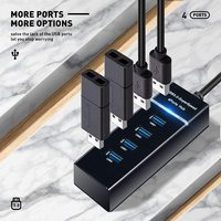 Hub USB 3.0 à 4 ports en métal OEM avec câble de 30cm de Long pour ordinateur portable PC MacBook Mac Pro Mac Mini iMac Surface Pro et plus
