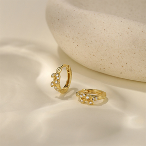 Pendientes de Aro de Plata de Ley S925 con Diseño de Espiga de Trigo y Estrella de Ocho Puntas con Circonita 5A - Product Image 4