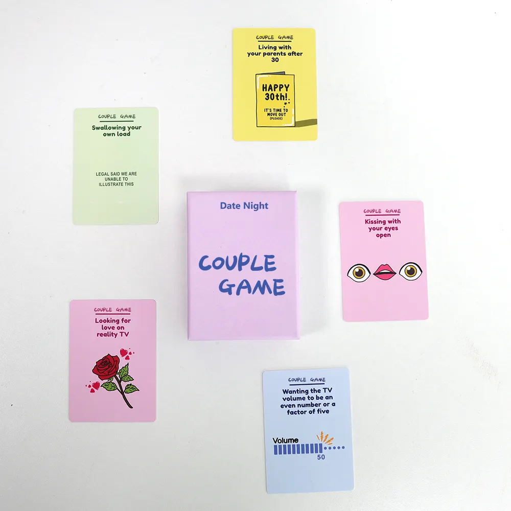 Cadeau de jeu de cartes de conversation de couples colorés personnalisés chauds pour connaître votre partenaire