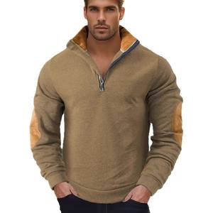 Sweat-shirt à col montant zippé pour homme, manches longues, décontracté, pour l'extérieur, avec broderie, taille européenne, tricot épais - Product Image 1