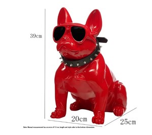 Gafas Retro Escultura de Bulldog Francés con Collar Extraíble-Decoración Moderna PARA EL Hogar para Amantes de Mascotas y Cafés - Product Image 2