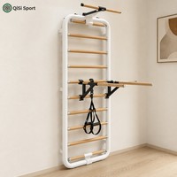 Alternativa al Reformer de Pilates para Montar en la Pared, Escalera Sueca para Gimnasio en Casa, Barra de Yoga para Pared, 11 Peldaños de Haya, Multifunción 4 en 1