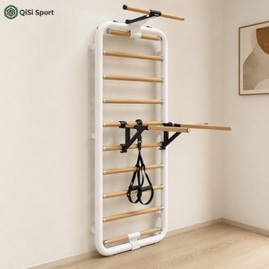 Alternativa al Reformer Pilates da Parete, <span class=keywords><strong>Scala</strong></span> Svedese per Palestra Domestica, Barra da Yoga <span class=keywords><strong>a</strong></span> Muro, 11 Pioli in Faggio, Multifunzione 4-in-1 - Product Image 3