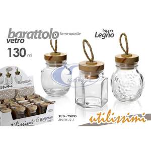 Frasco de Vidrio CM.6X9h con Tapa de Bambú ML.130 Categoría de Producto - Product Image 1