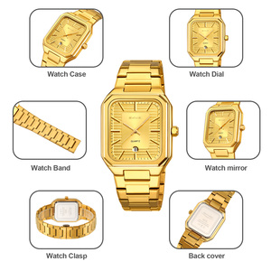 Reloj cronógrafo cuadrado para hombre, reloj de pulsera de lujo de acero inoxidable, reloj de cuarzo resistente al agua 30M - Product Image 2