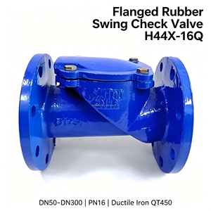 Valvola di ritegno in ghisa sferoidale industriale durevole PN16 QT450 GGG50 con rivestimento epossidico blu per tubazioni di approvvigionamento idrico - Product Image 2