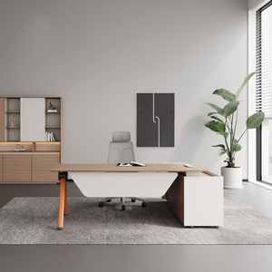 Bureau de direction commercial en forme de L, mobilier de bureau minimaliste avec tiroir - Product Image 3