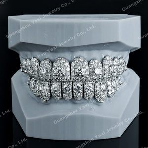 מותאם אישית גברים נשים תחתון עליון 10 8 6 hipop s925 זהב מלא מצופה perm לחתוך עגול יהלום מושלם moissanite שיניים grillz - Product Image 1