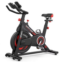 Vélo de spinning cardio avec transmission par courroie magnétique, volant d'inertie de 13 kg, guidon multi-grip et selle ultra-souple, capacité 150 kg
