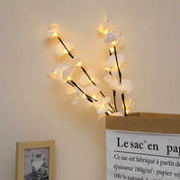 Lumière LED en forme de branche de fleur artificielle, orchidée Phalaenopsis, alimentée par piles, pour la décoration de la maison, des mariages, des fêtes en intérieur, des tables, des vases