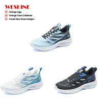 Chaussures de course à lacets en maille dégradée bleu et blanc, légères et amortissantes, baskets athlétiques pour hommes et femmes, pour le sport, le jogging et l'entraînement