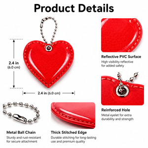 Porte-clés réfléchissant personnalisé avec logo en forme de cœur, étiquette de sécurité haute visibilité pour sac à dos, marche nocturne, course à pied, pendentif de sécurité - Product Image 6