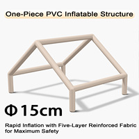 Tente de camping gonflable à installation instantanée de 16 ㎡, grande tente à air imperméable pour l'extérieur, tissu en mélange de poly-coton avec pompe à main