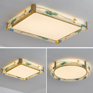 All-Copper Rectangular Chinese Style <b>Ceiling</b> <b>Light</b> Luxury Grand Enamel Zen Style for Living Dining Bedroom New Style - Product Image 3