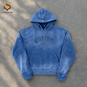 Sudadera con Capucha para Hombre, Personalizada con Logotipo, Tejido Grueso de 450 g/m², Estilo Vintage con Lavado Ácido, Bordes Deshilachados, Corte Cuadrado, Hombros Caídos - Product Image 1
