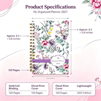Carnet de notes à spirale à couverture rigide avec reliure thermique et impression personnalisée en feuille d'or rose