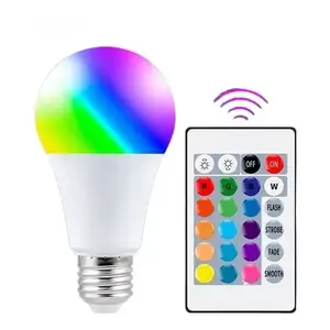 Ampoule LED RGB 5W E27 Multimode Télécommande 16 Couleurs Dimmable A19 Lampe en Plastique avec Garantie de 2 Ans et Durée de Vie de 25000 Heures - Product Image 1