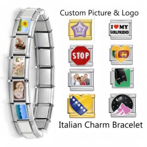 Pulsera Modular de Acero Inoxidable con Dijes de Bandera Nacional Italiana al por Mayor, Joyería de Moda DIY para Mujer - Product Image 4