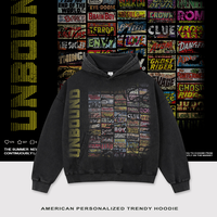 Sweat à capuche pour homme 370g en pur coton, coupe ample à épaules tombantes, doublé en fourrure, imprimé Snow Wash, style streetwear