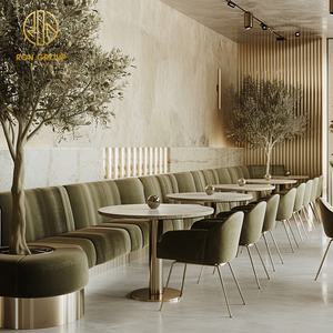 Conjunto de Muebles para Restaurante y Hotel Ron Group: Asientos Curvos en Forma de Media Luna, Mesa Cuadrada de Mármol, Sillas Tapizadas en Terciopelo - Product Image 3