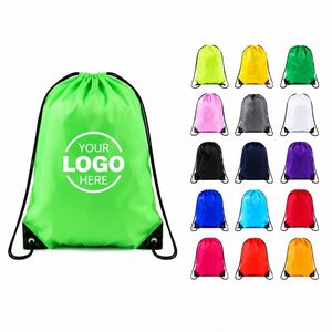 Custom Printing Logo Lightweight Polyester <b>Drawstring</b> <b>Backpack</b> Gym Sack Sports Bag Promotional Gift School Travel Cinch Bag - Product Image 1