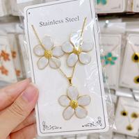Groothandel RVS Emaille Bloem Vlinder Hart Fruit Schelp Oorbellen Set met bijpassende hanger ketting sieraden voor vrouwen