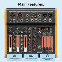 Console de mixage audio miniature professionnelle SONO 4/6 canaux avec effets DSP et interface USB pour téléphone portable, PC, streaming en direct et podcast