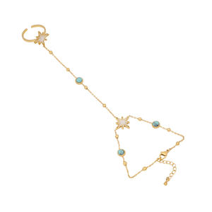 Pulsera de anillo de piedra turquesa, pulsera de Estrella del Norte de amor a la moda, cadena de mano de acero inoxidable, <span class=keywords><strong>accesorios</strong></span> de mano, pulseras de cadena de oro - Product Image 6
