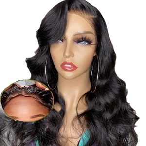 Peluca de Cabello Largo para Mujer Estilo Europeo Americano <span class=keywords><strong>con</strong></span> <span class=keywords><strong>Malla</strong></span> <span class=keywords><strong>Frontal</strong></span> Transparente de Encaje, Ondas Grandes Negras, Fibra Química - Product Image 1
