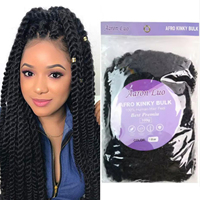Harga Terbaik Rambut Afro Kinky Bulk untuk Kepang, Ringan, Warna Alami untuk Kepang Mikro Crochet