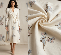 Abaya de mariage musulmane de luxe élégante en lin naturel vintage avec broderie de fleurs, perles et sequins