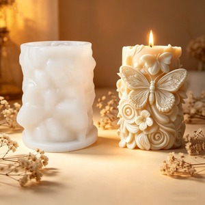 Butterfly Flower DIY <b>Candle</b> Making <b>Mold</b> Silicone <b>Candle</b> <b>Mold</b> Carved Floral Column <b>Mold</b> for Handmade Craft - Product Image 3