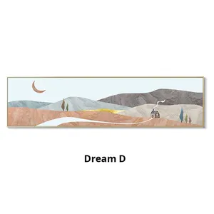Quadro Moderno Semplice Rettangolare con Cornice, Decorazione per Camera da Letto, Dipinto a Mano su Tela, Edificio Dorato Sogno, Banner Murale, Sfondo TV - Product Image 6
