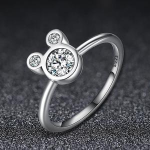BAGREER SCR032 <strong>925</strong> <strong>Silver</strong> <strong>Rings</strong> CZ Crystal Cute Mickey S925 <strong>Silver</strong> Cubic Zirconia Finger <strong>Ring</strong> for Women Jewelry Girls - Product Image 6