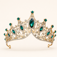 Coiffe de mariée multicolore en pierres précieuses, forme royale, ton or, bijou de cheveux léger pour mariage et cérémonie de concours