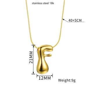 Joyería de moda Estilo lindo Burbuja pequeña Chapado en oro Collar con colgante de letra inicial hinchada de acero inoxidable - Product Image 6