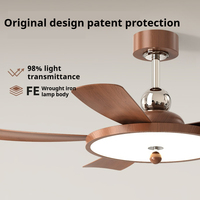Ventilador de Techo LED de 52 Pulgadas con Iluminación Regulable, Control Remoto, 5 Aspas, Motor de Bajo Perfil, WiFi, Hierro y Acrílico, Moderno, Decorativo, con Brillo Ajustable