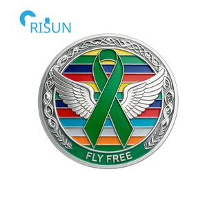 Souvenirs personnalisés <span class=keywords><strong>de</strong></span> sensibilisation à la santé mentale, ruban vert, pièces commémoratives, pièces <span class=keywords><strong>de</strong></span> défi personnalisées <span class=keywords><strong>de</strong></span> sensibilisation à la santé mentale - Product Image 3