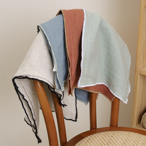 <span class=keywords><strong>Housse</strong></span> de coussin en lin pur 100% avec bordure double piping de couleur unie, design personnalisé, fermeture éclair - Product Image 2