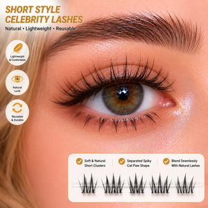 Extensions de <span class=keywords><strong>cils</strong></span> DIY réutilisables, faits à la main, 6 rangées, en cheveux synthétiques, effet naturel glamour, application facile, avec étiquette personnalisée - Product Image 3